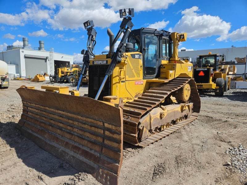 2014 Caterpillar D6T XW crawler dozer, front-left view with PAT blade, for sale in Texas